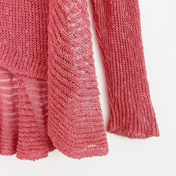 Eileen Fisher Coral Loose Knit Linen Blend Peplum Cardigan Sweater Size Small - Picture 6 of 15